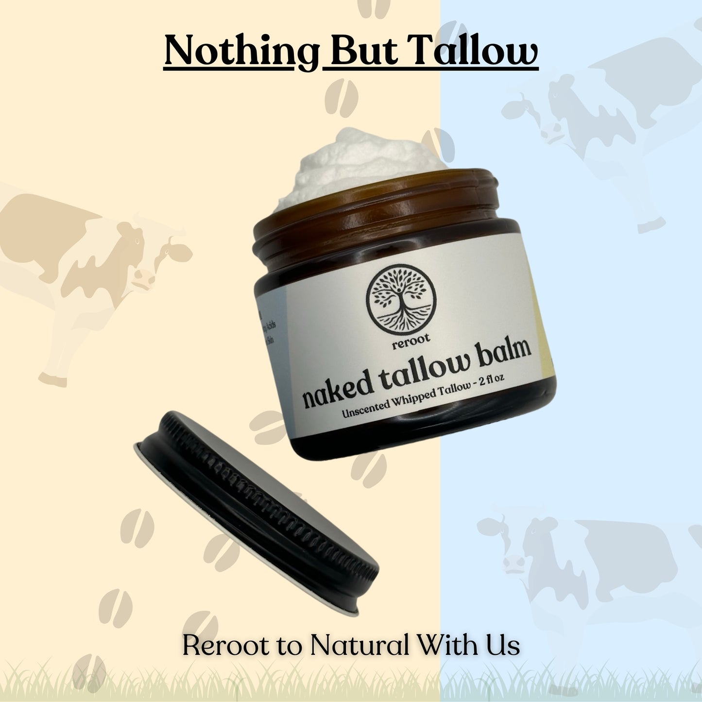 Naked Tallow Balm - 1 Ingredient - 100% Grass-Fed Tallow - Unlimited Uses for All Skin Types