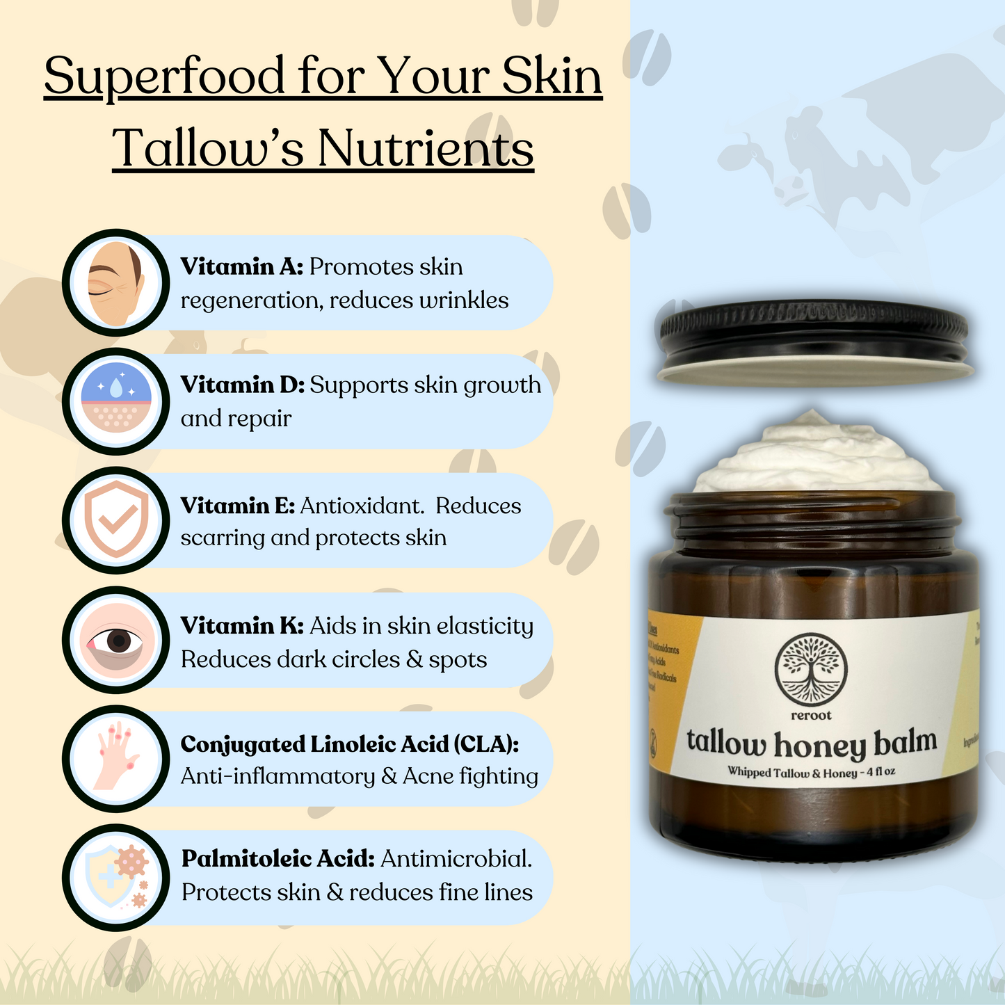 Naked Tallow - 1 Ingredient - 100% Grass-Fed Tallow - Unlimited Uses for All Skin Types