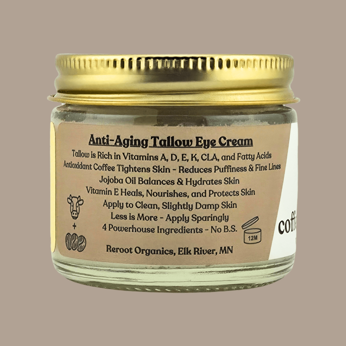 Coffee Infused Tallow Eye Cream - Reroot Organics