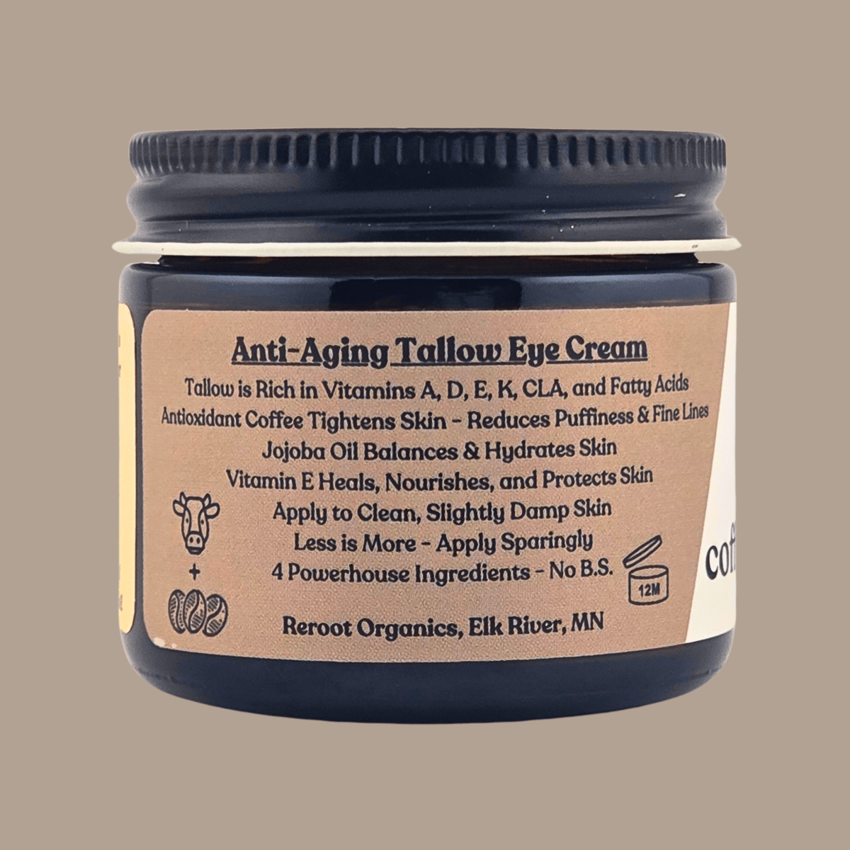 Coffee Infused Tallow Eye Cream - Reroot Organics