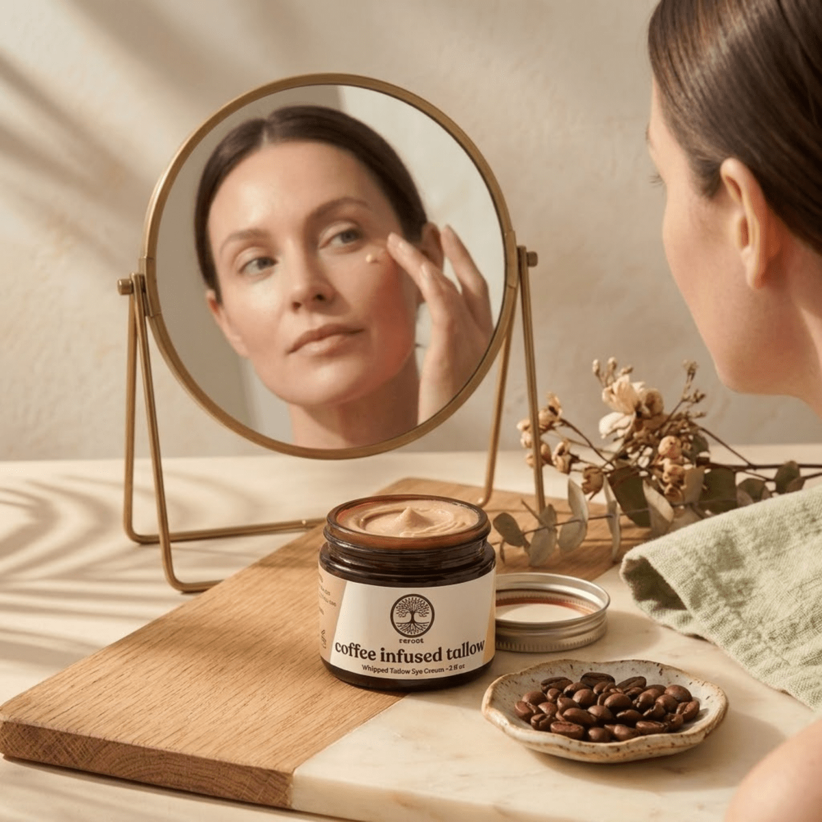 Coffee Infused Tallow Eye Cream - Reroot Organics