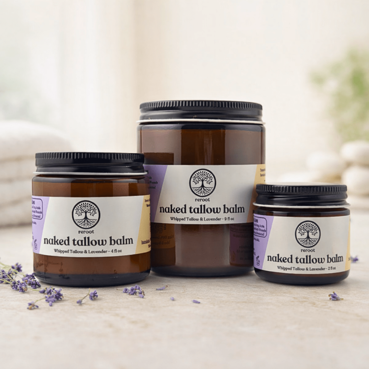 Lavender Naked Tallow Balm - Reroot Organics