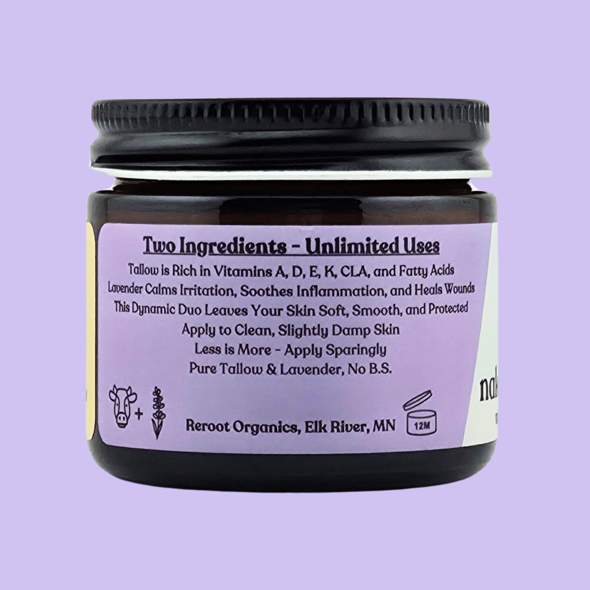 Lavender Naked Tallow Balm - Reroot Organics