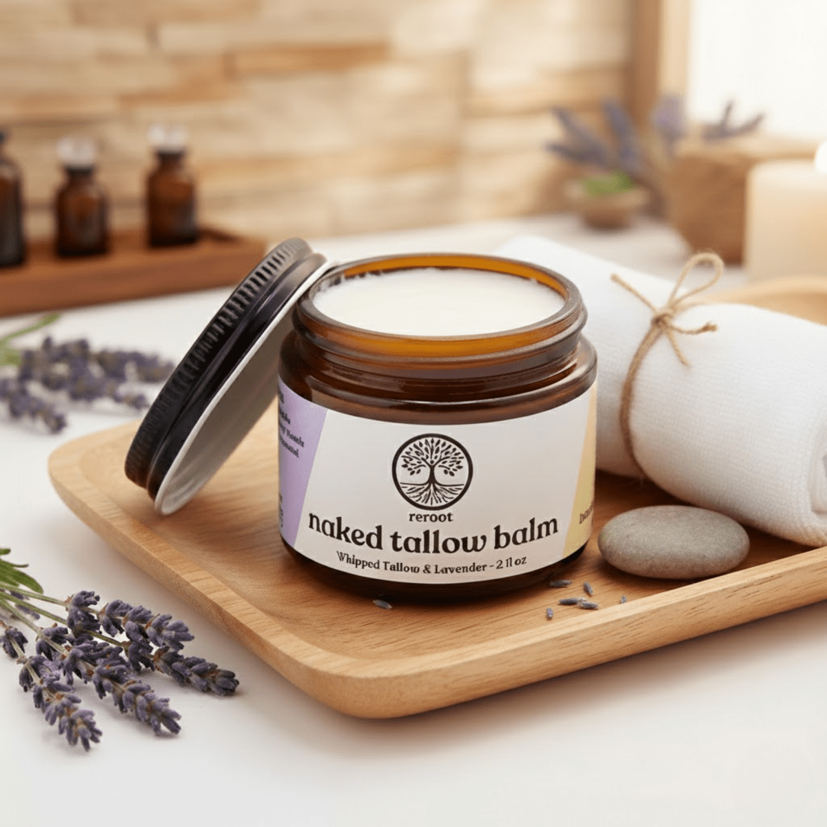 Lavender Naked Tallow Balm - Reroot Organics
