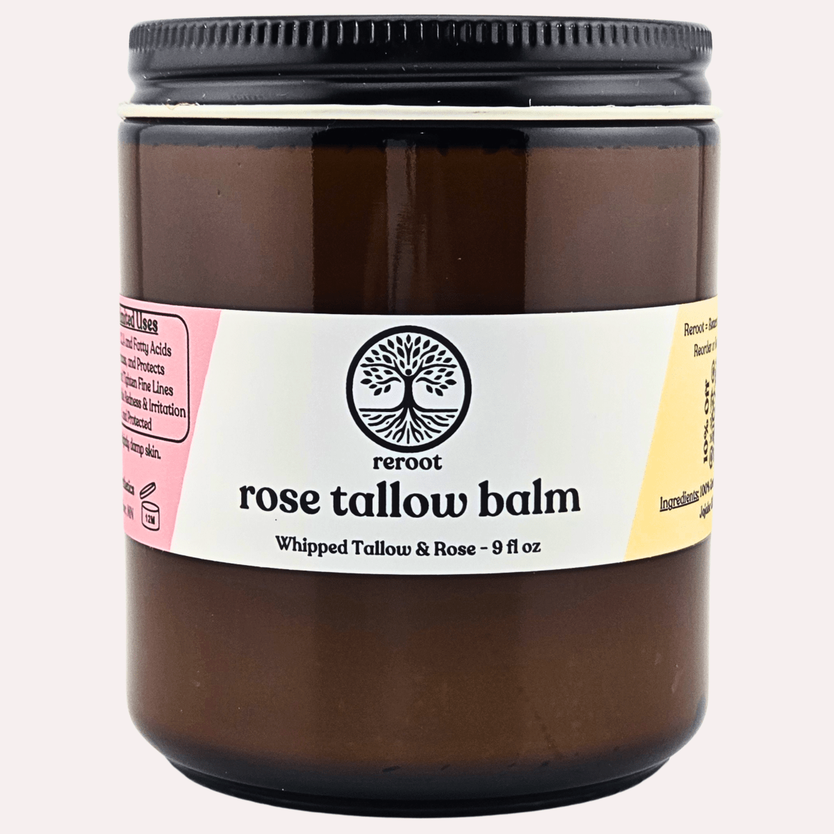 Rose Tallow Balm - Reroot Organics - 9oz Jar