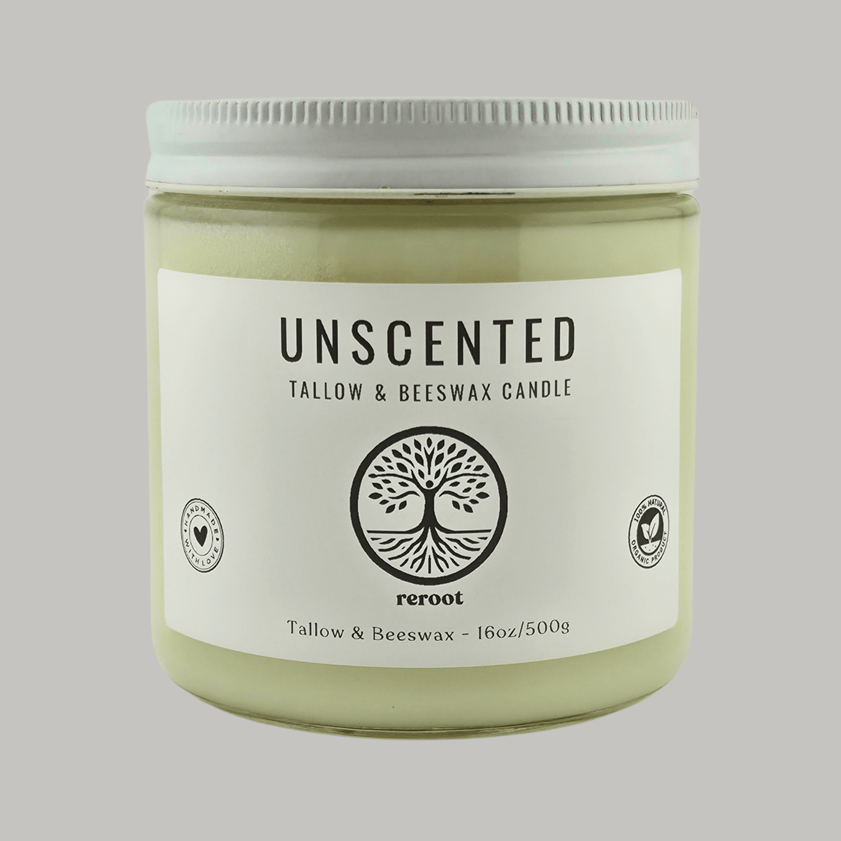 Tallow & Beeswax Candle - Reroot Organics