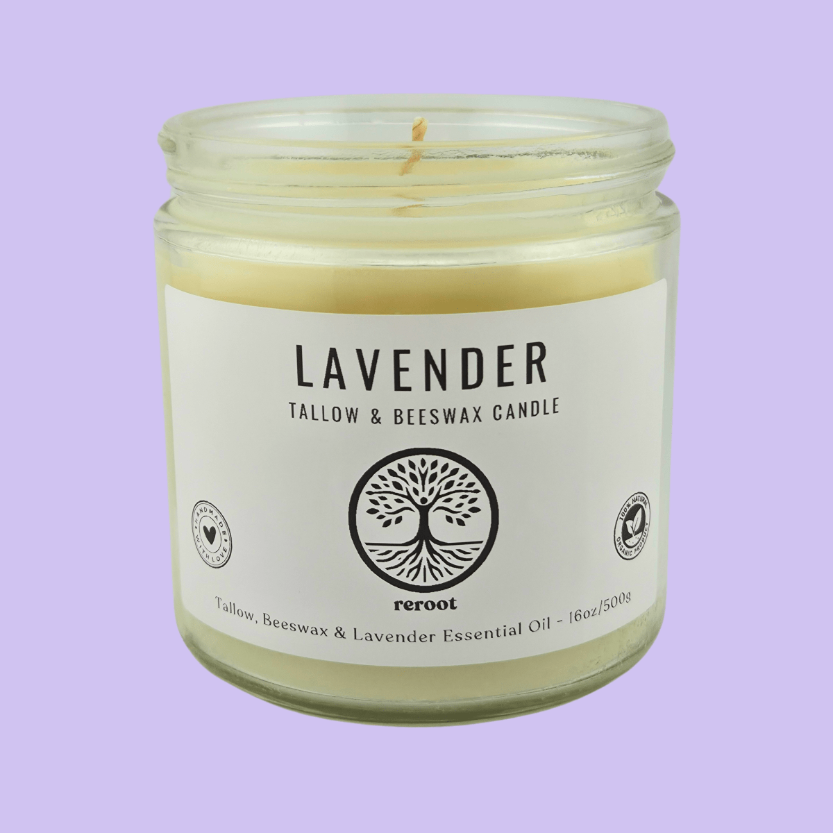 Tallow & Beeswax Candle - Reroot Organics