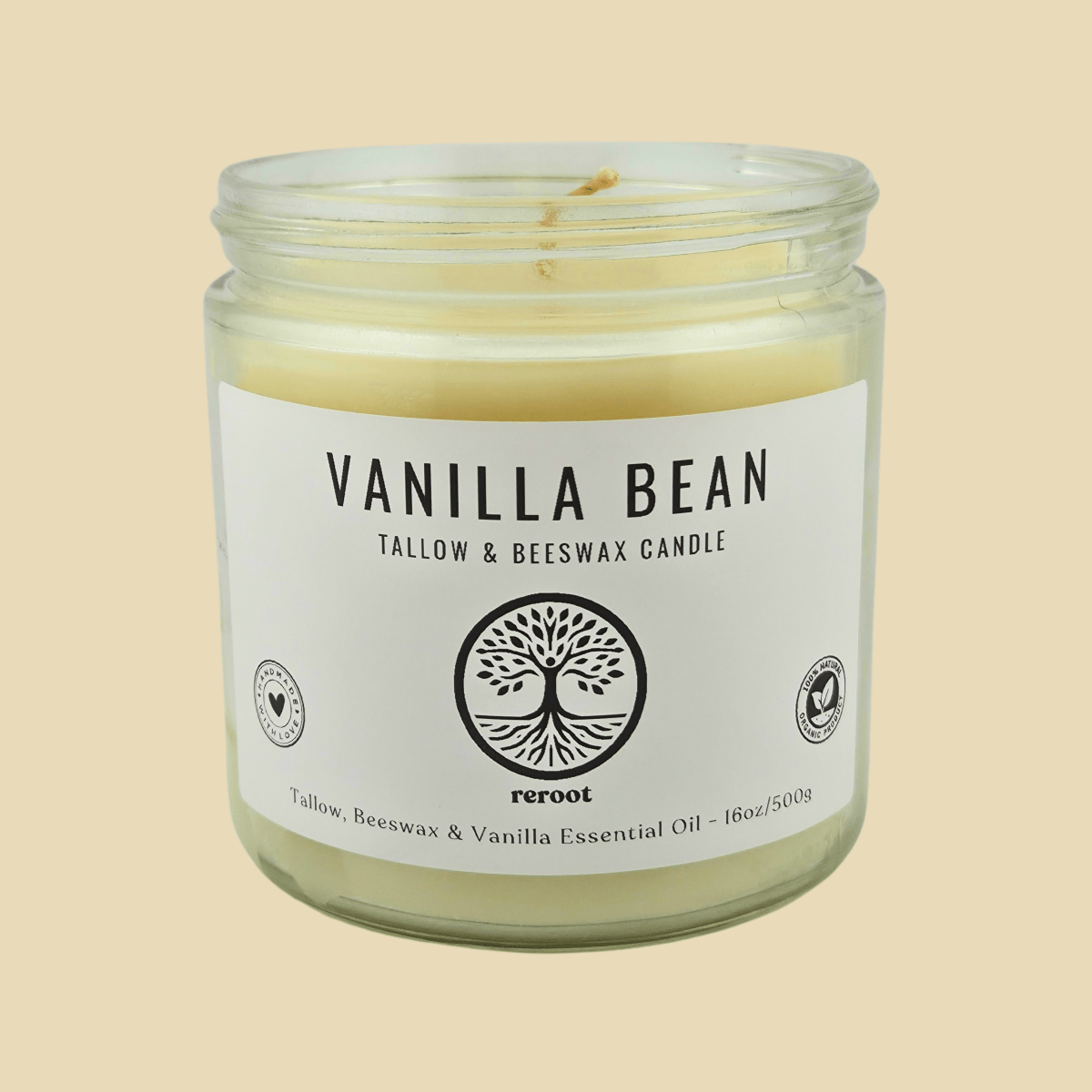 Tallow & Beeswax Candle - Reroot Organics