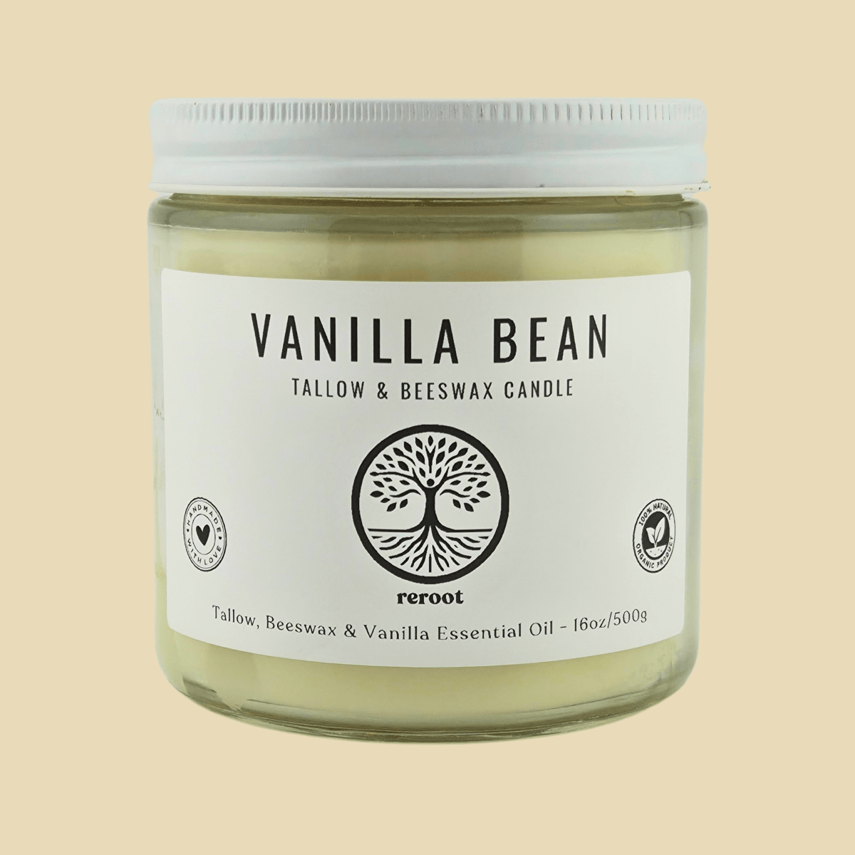 Tallow & Beeswax Candle - Reroot Organics