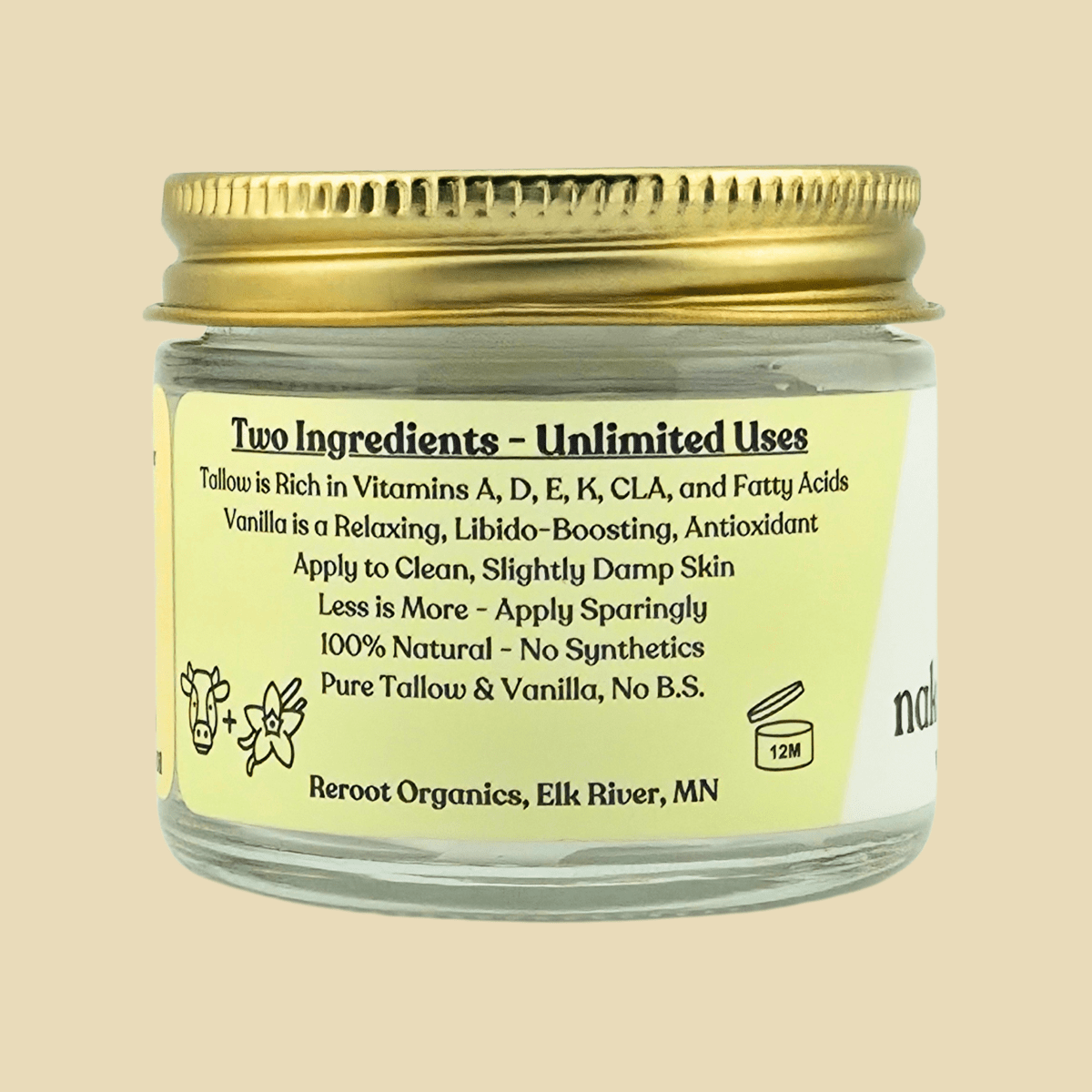 Vanilla Naked Tallow Balm - Reroot Organics