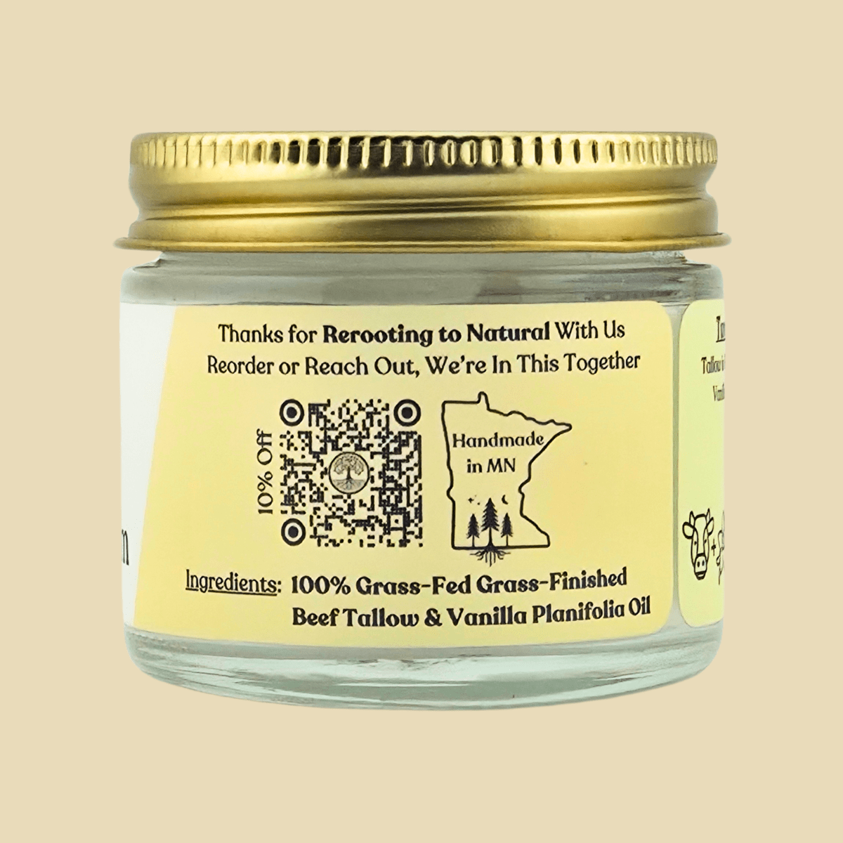 Vanilla Naked Tallow Balm - Reroot Organics